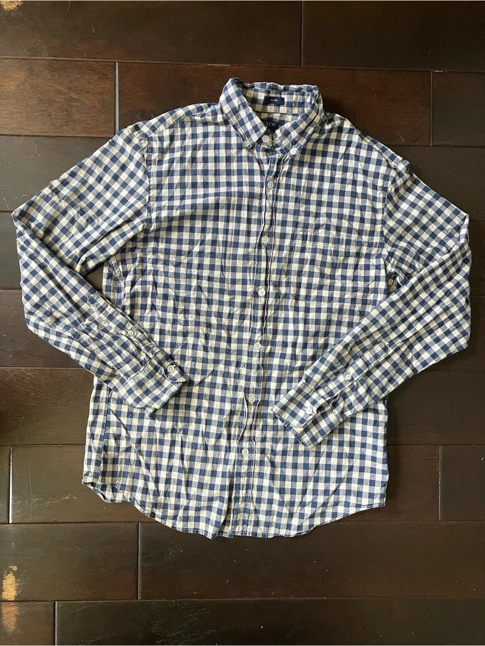 J. Crew Blue & White Gingham Slim Button-Up Shirt